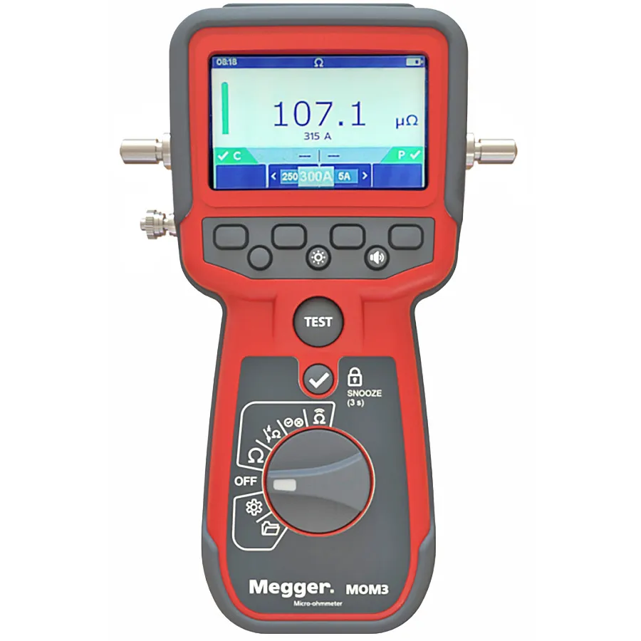 Megger MOM3-BK-30291 Micro-ohmeter with Kelvin Clamps