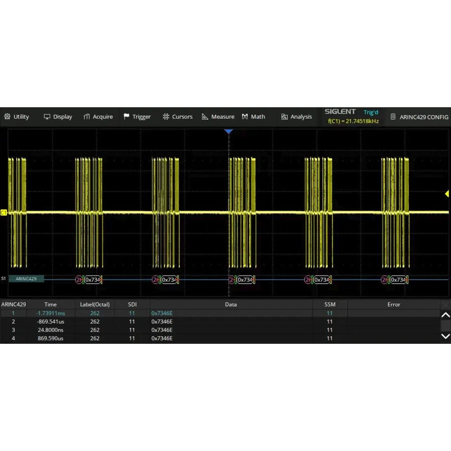 Siglent SDS5000HD-ARINC ARINC429 Trigger/Decode Software