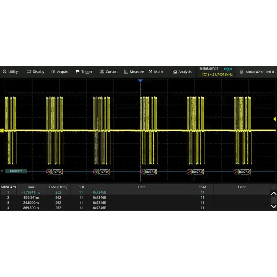 Siglent SDS5000L-ARINC ARINC 429 Decoding Software