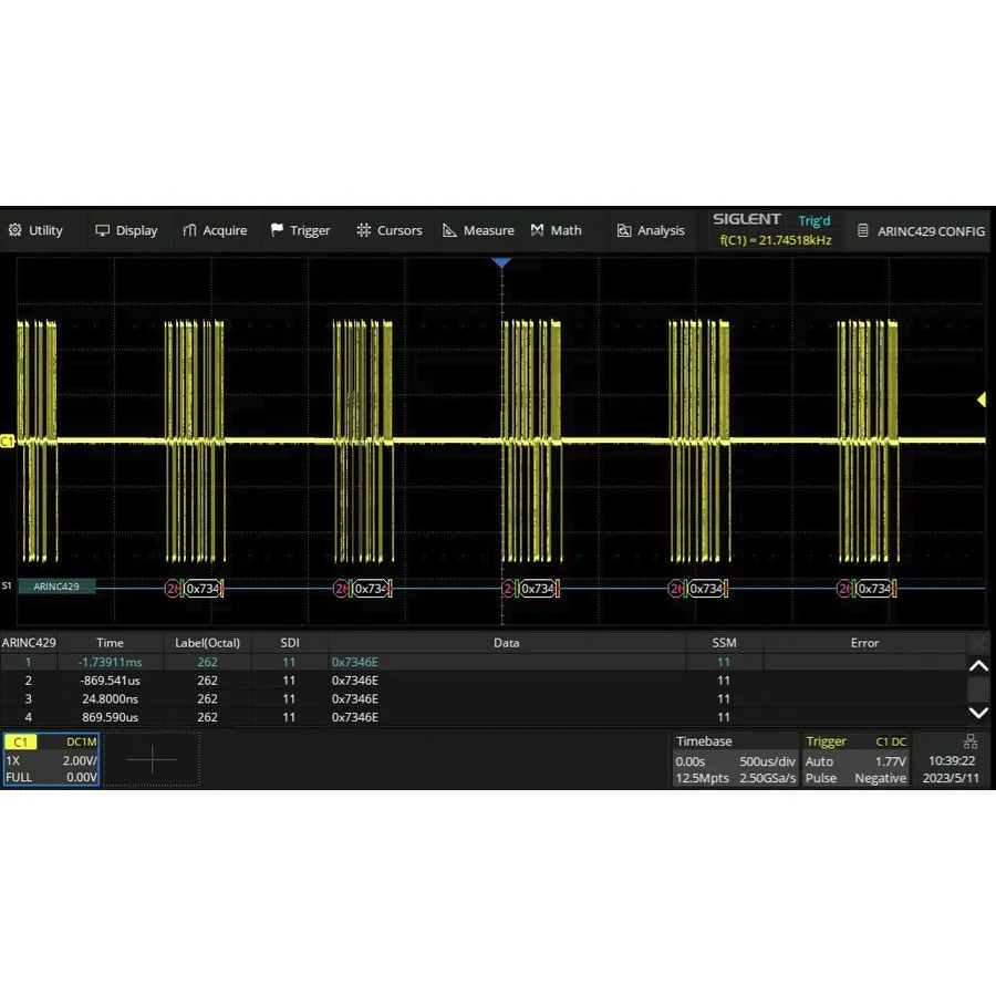 Siglent SDS6000Pro-ARINC ARINC429 Decode Software